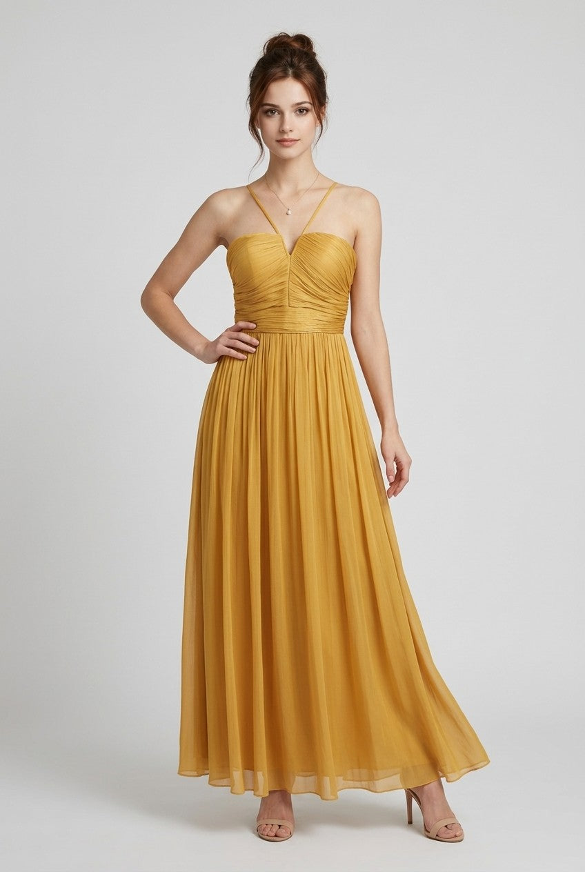 Eleanor Halter Gown with Scarf Train