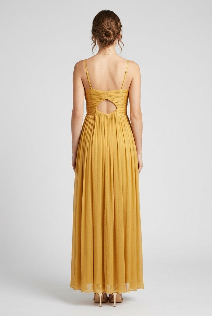 Eleanor Halter Gown with Scarf Train