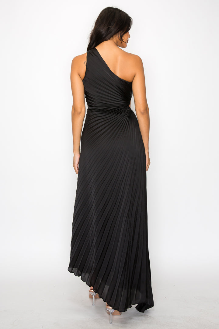 Pleated One Shoulder Dress