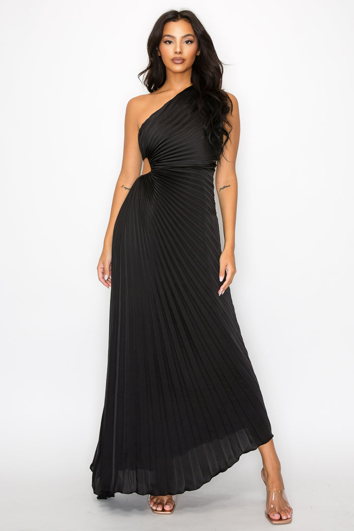 Pleated One Shoulder Dress