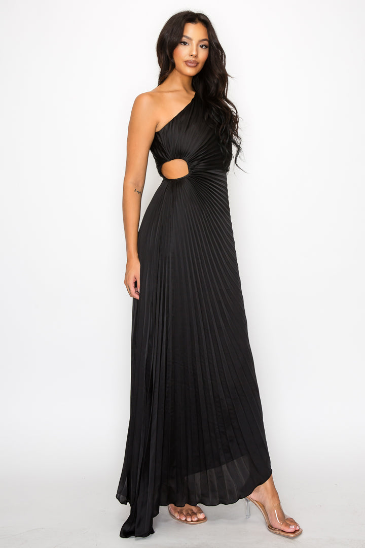 Pleated One Shoulder Dress