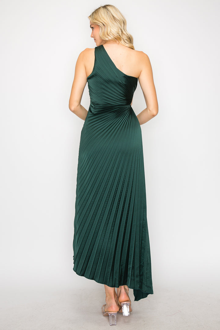 Pleated One Shoulder Dress