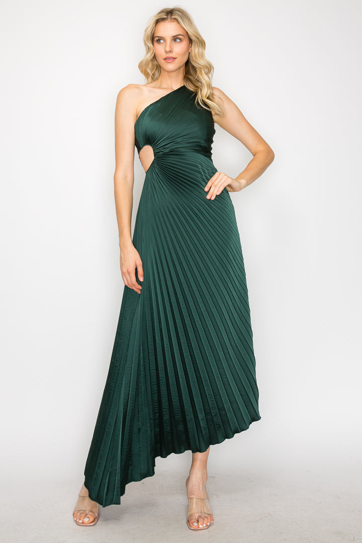 Pleated One Shoulder Dress