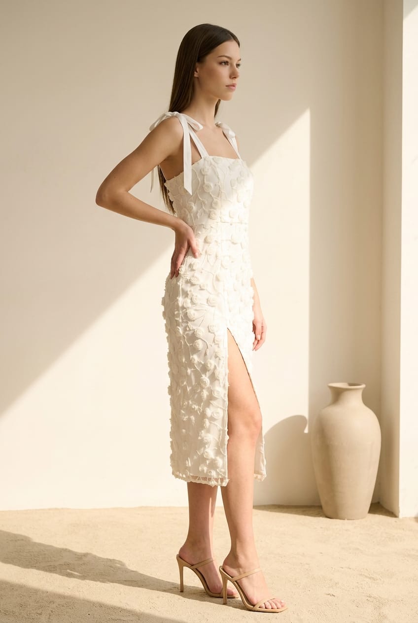 Amy Mesh 3D Floral Midi Dress
