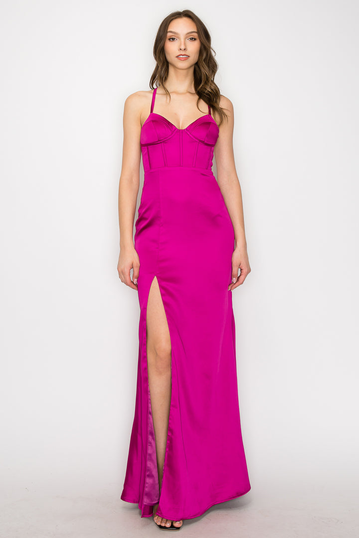 Satin Corset Maxi Dress