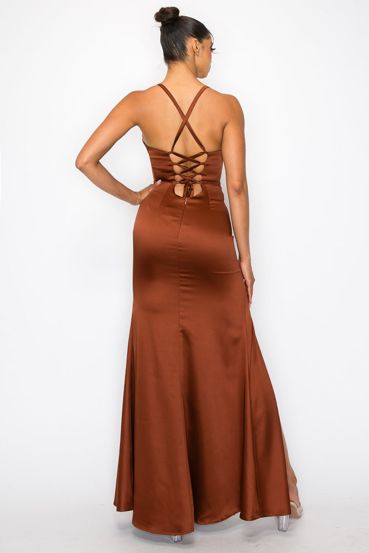 Satin Corset Maxi Dress