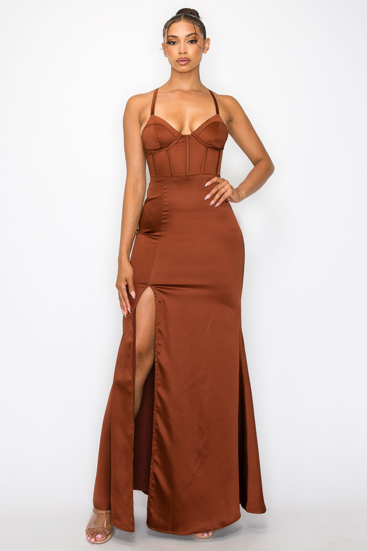 Satin Corset Maxi Dress