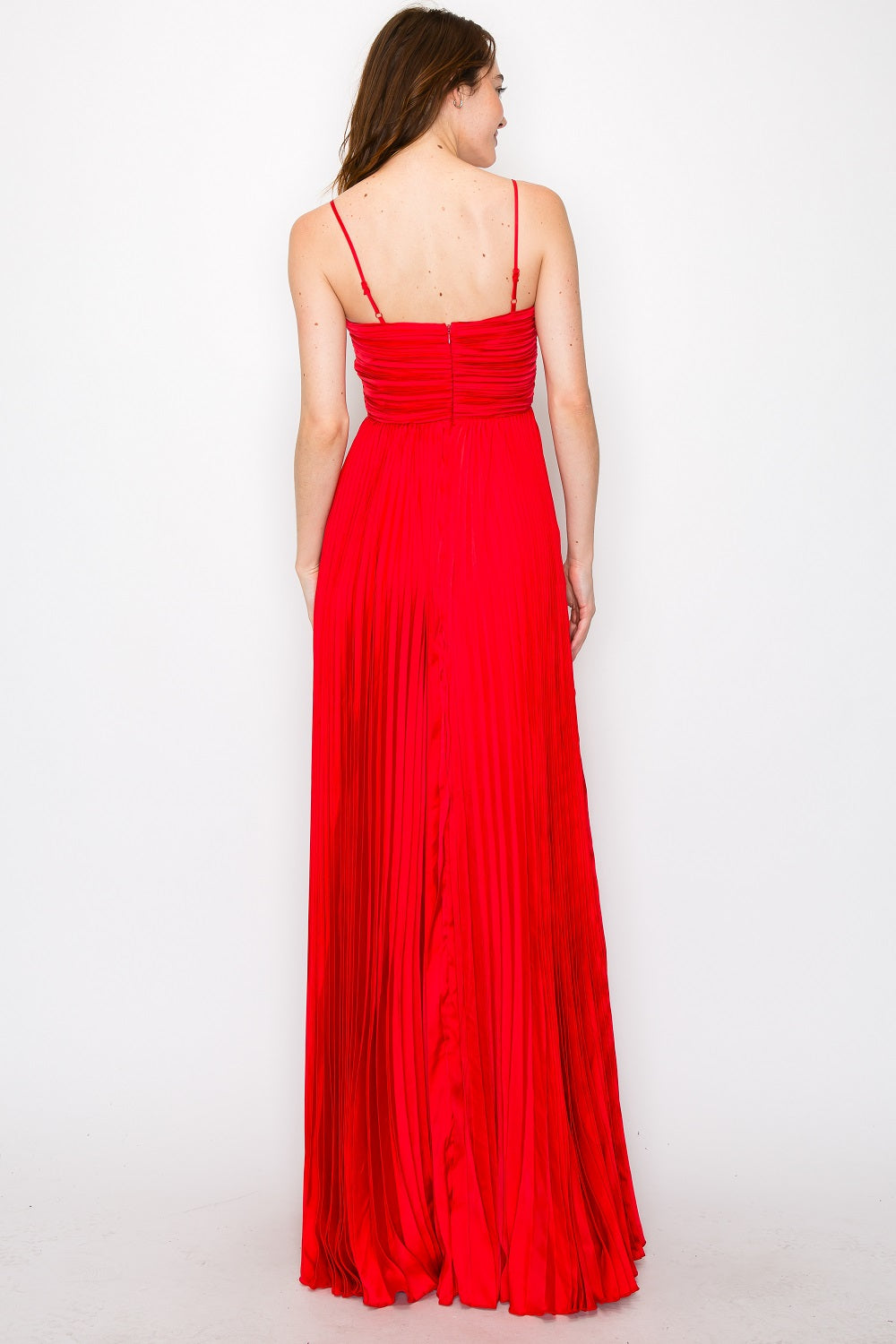 Seana Sweetheart Neck Pleated Gown