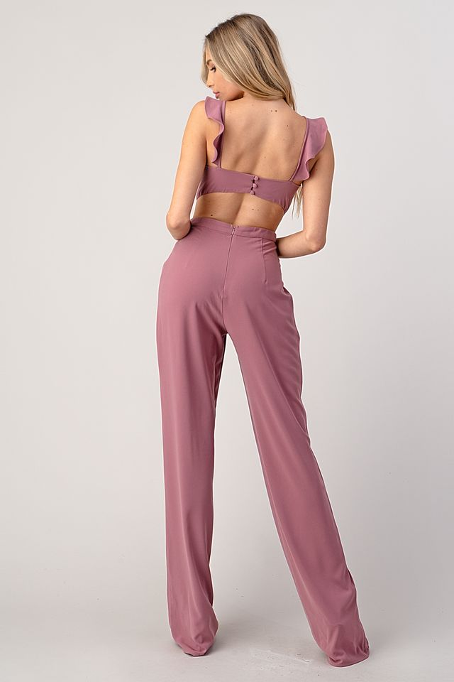 Talia Ruffle Shoulder Pant Suit