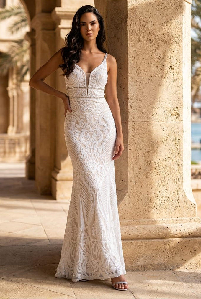 Eloise Sequin Mermaid Maxi Gown With Beaded Trim