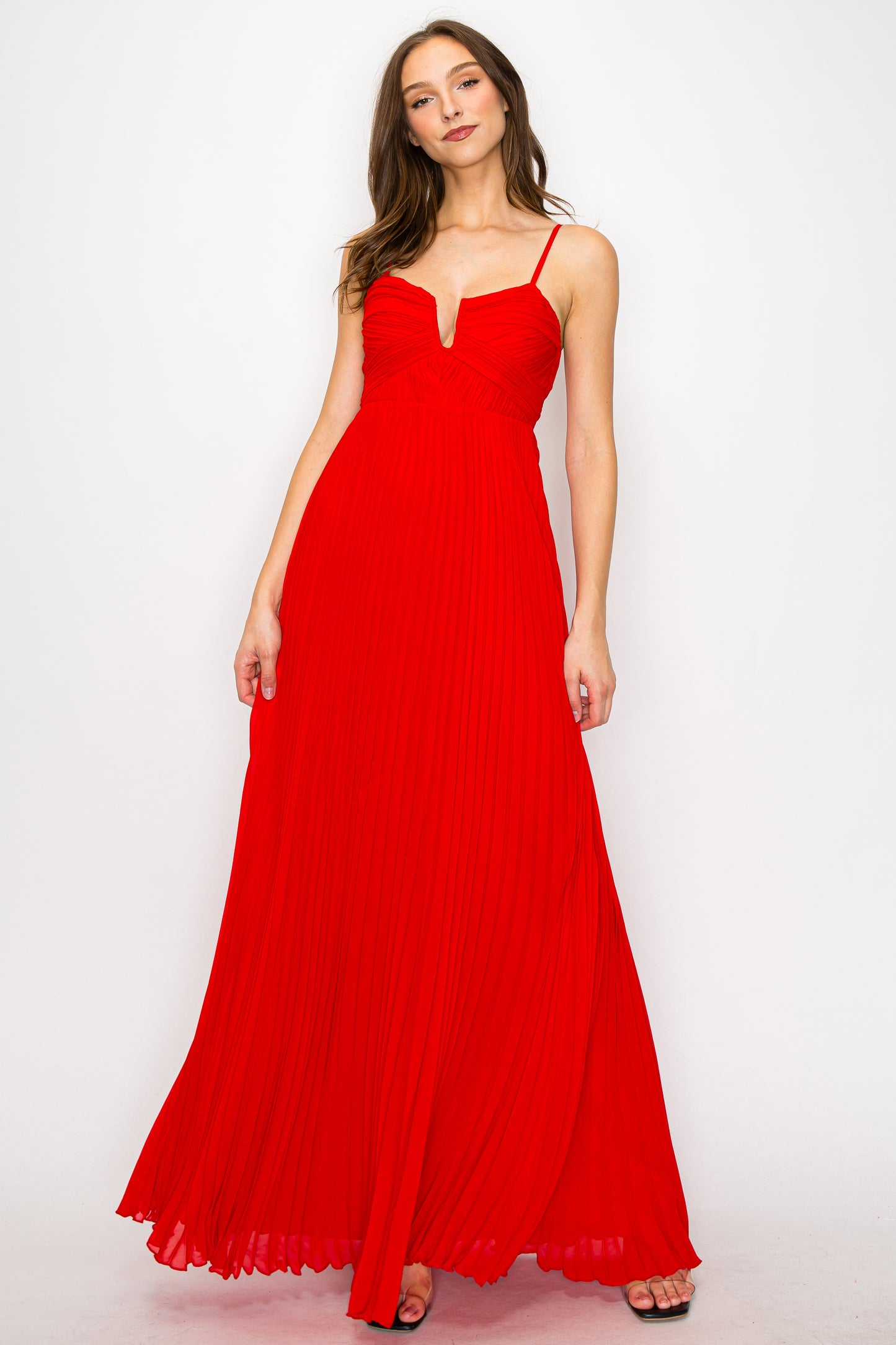 Genevieve Pleated Chiffon Gown