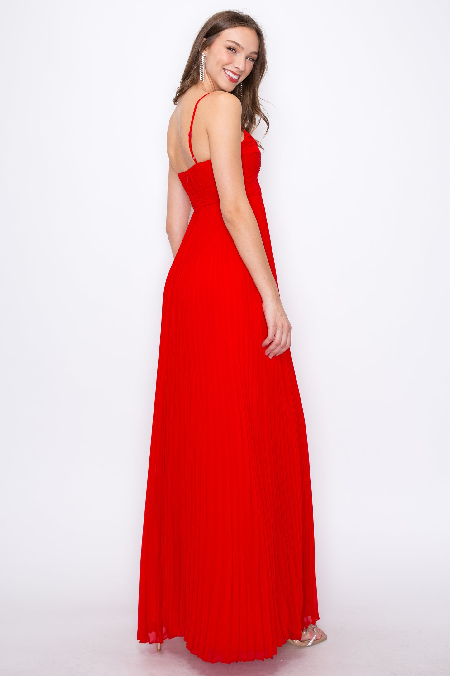 Genevieve Pleated Chiffon Gown