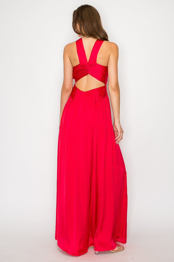 Vivi Halter Cut Out Satin Dress