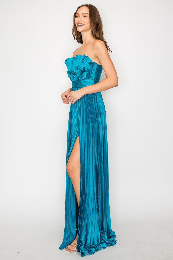 Lydia Pleated Dress with Lettuce Bodice