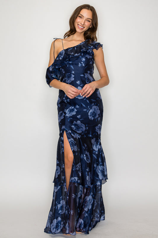 Natasha Off-the-Shoulder Ruffle Gown