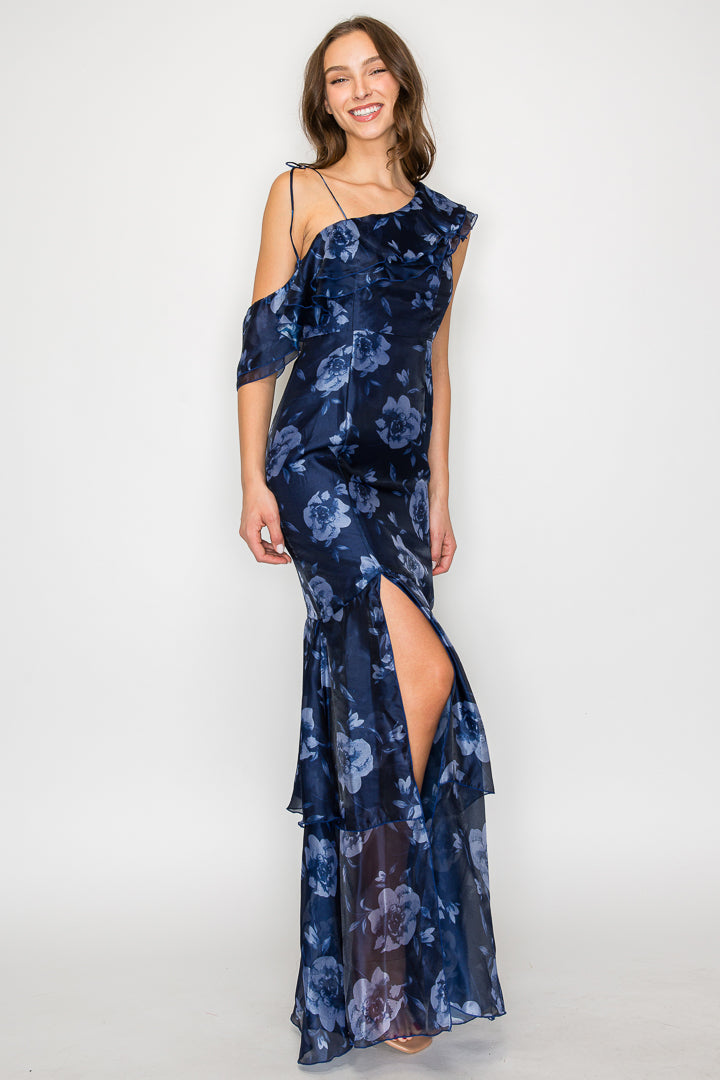 Natasha Off-the-Shoulder Ruffle Gown