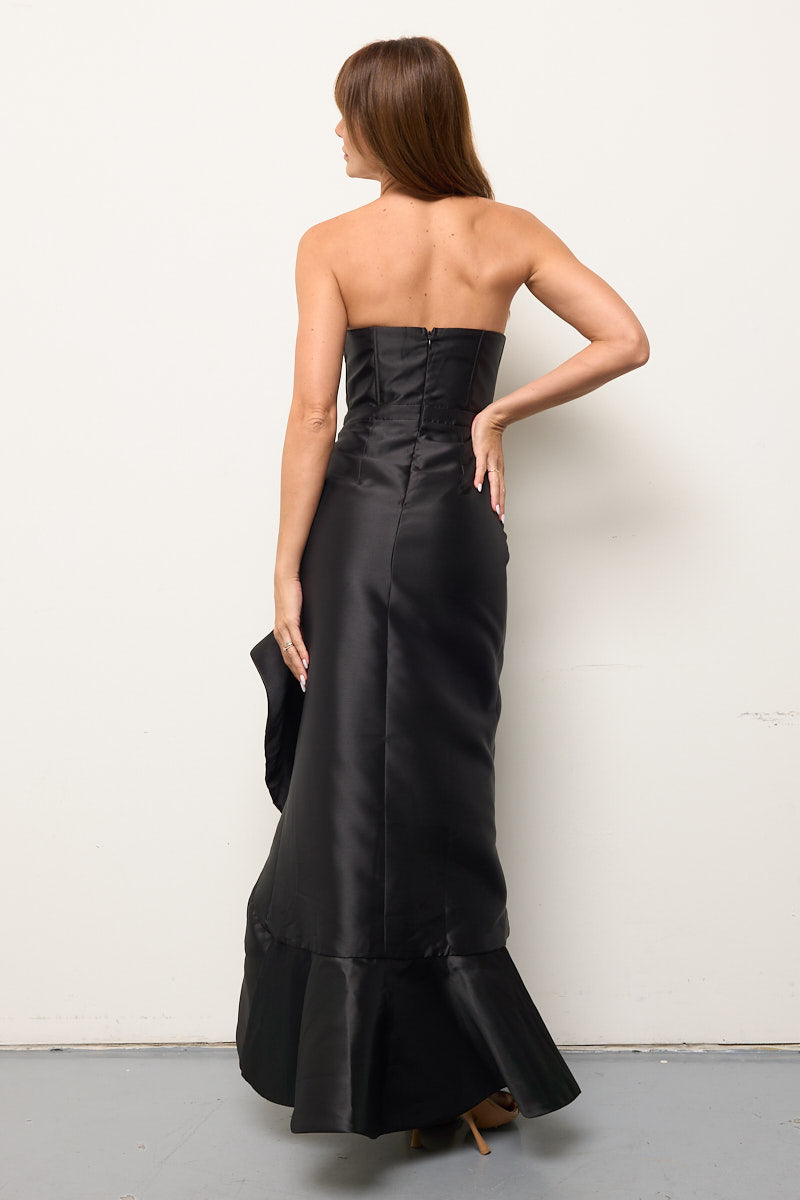 Raquelle Satin Twill Ruffle Dress