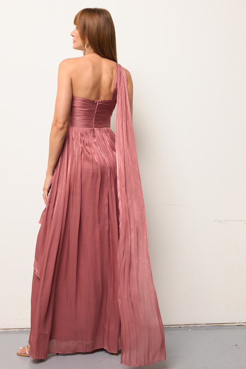 Ophelia Draped Shimmer Dress with Sash