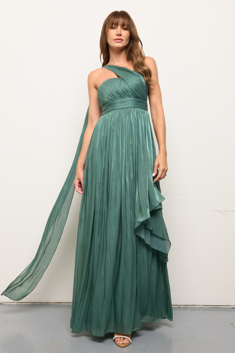 Ophelia Draped Shimmer Dress with Sash