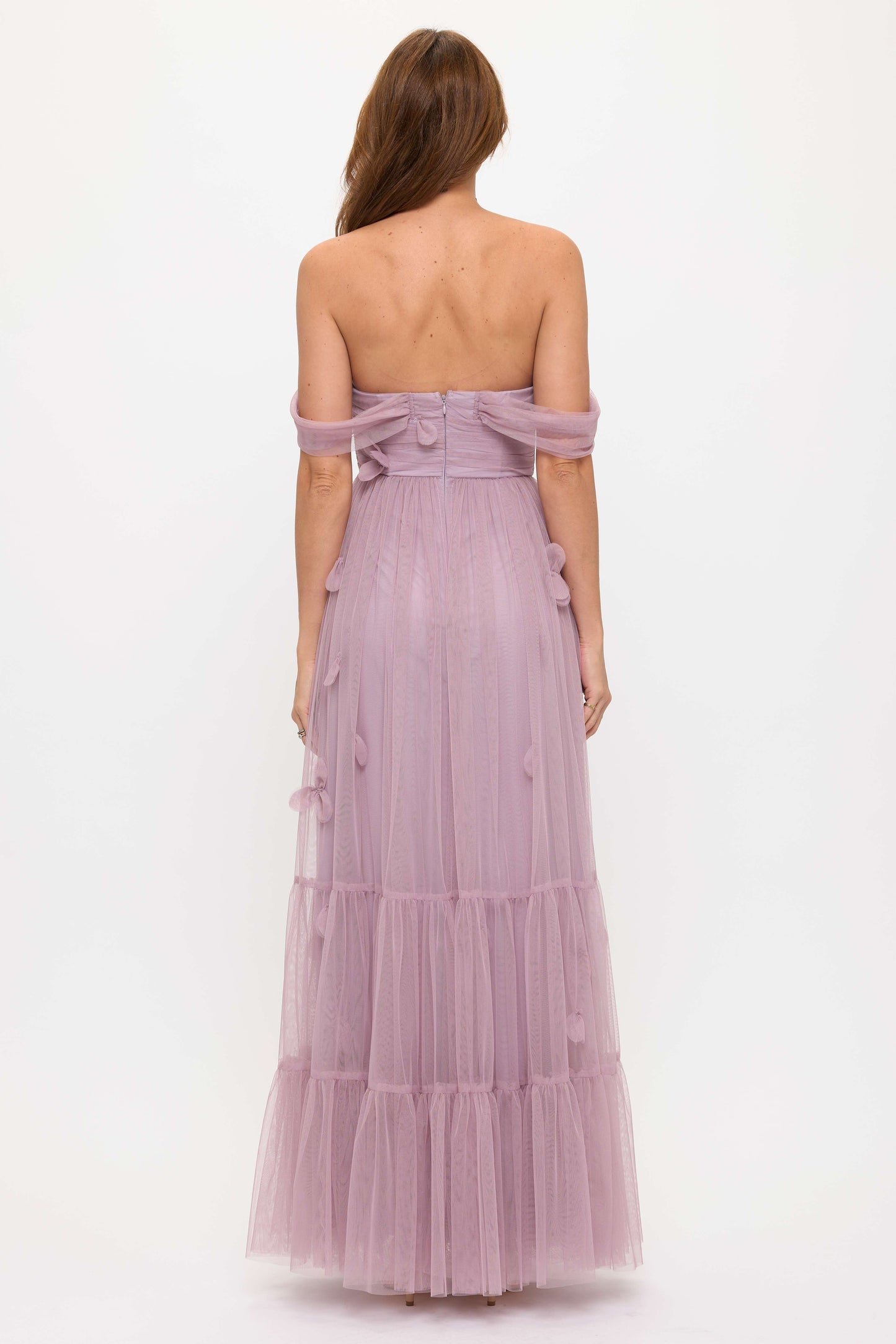 Delphi Mesh 3D Floral Maxi Dress