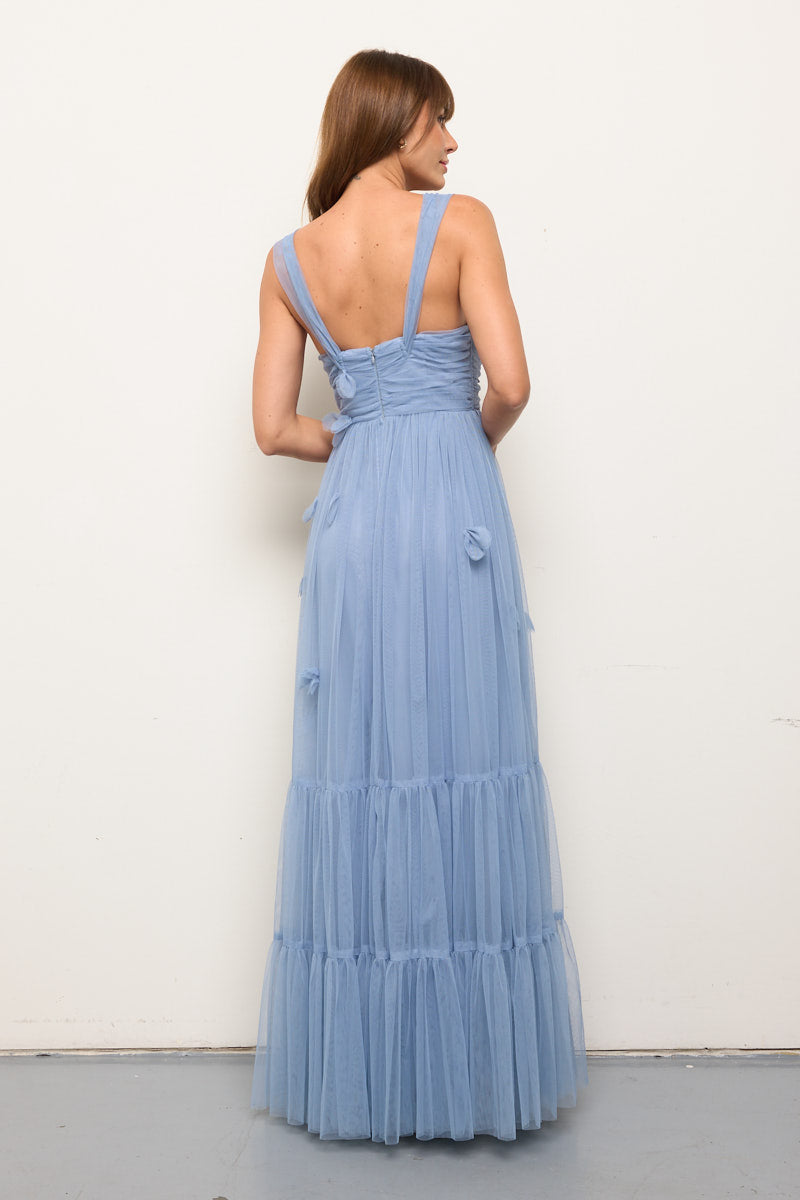 Delphi Mesh 3D Floral Maxi Dress