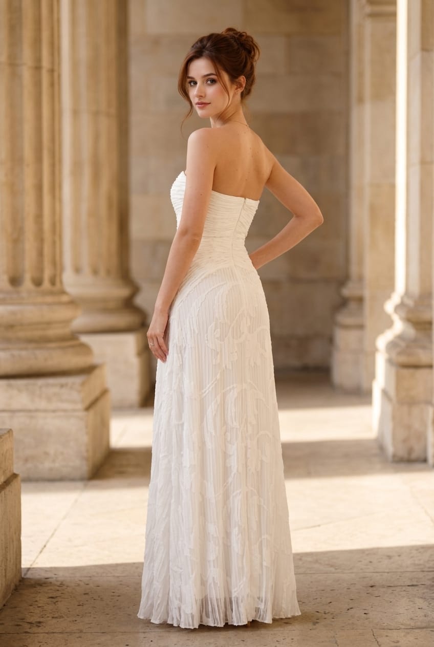Veronica Strapless Maxi Pleated Dress