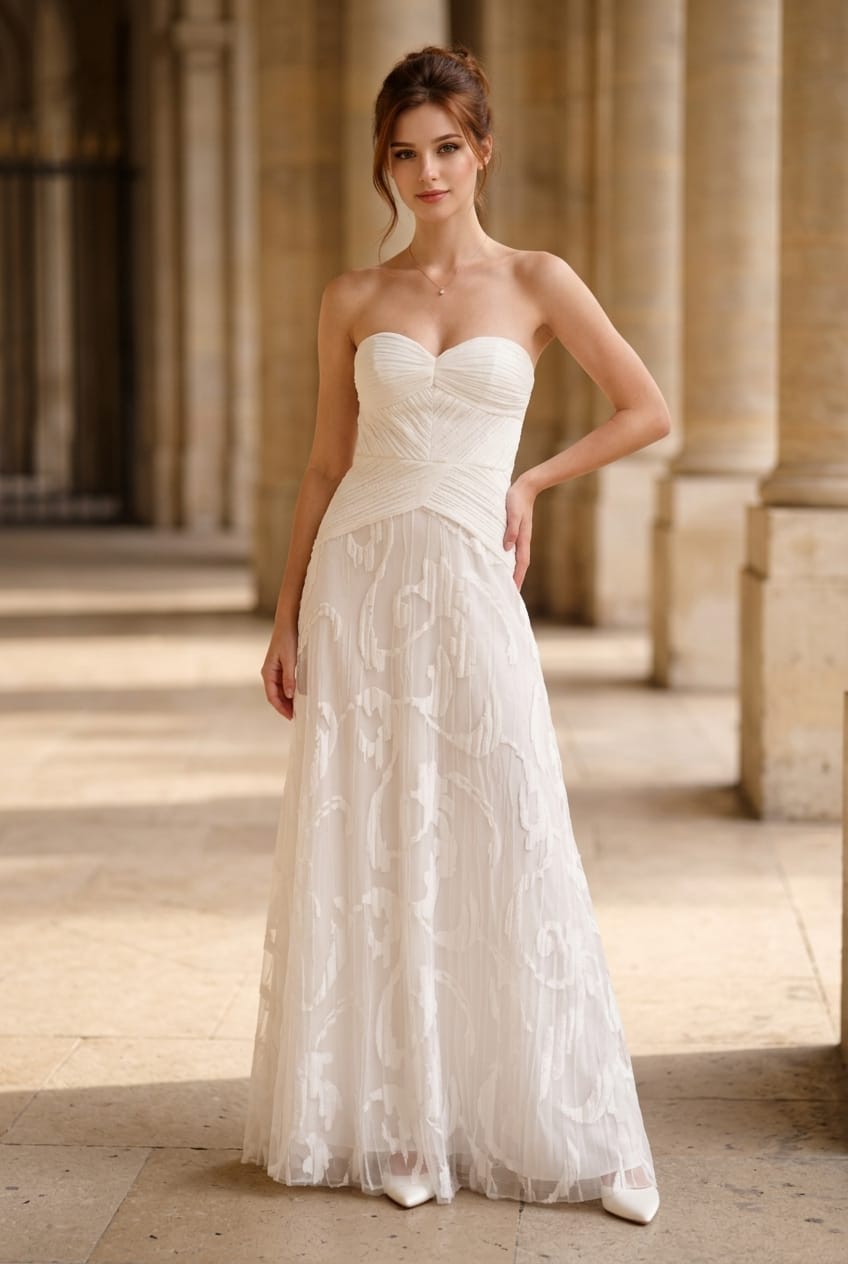 Veronica Strapless Maxi Pleated Dress