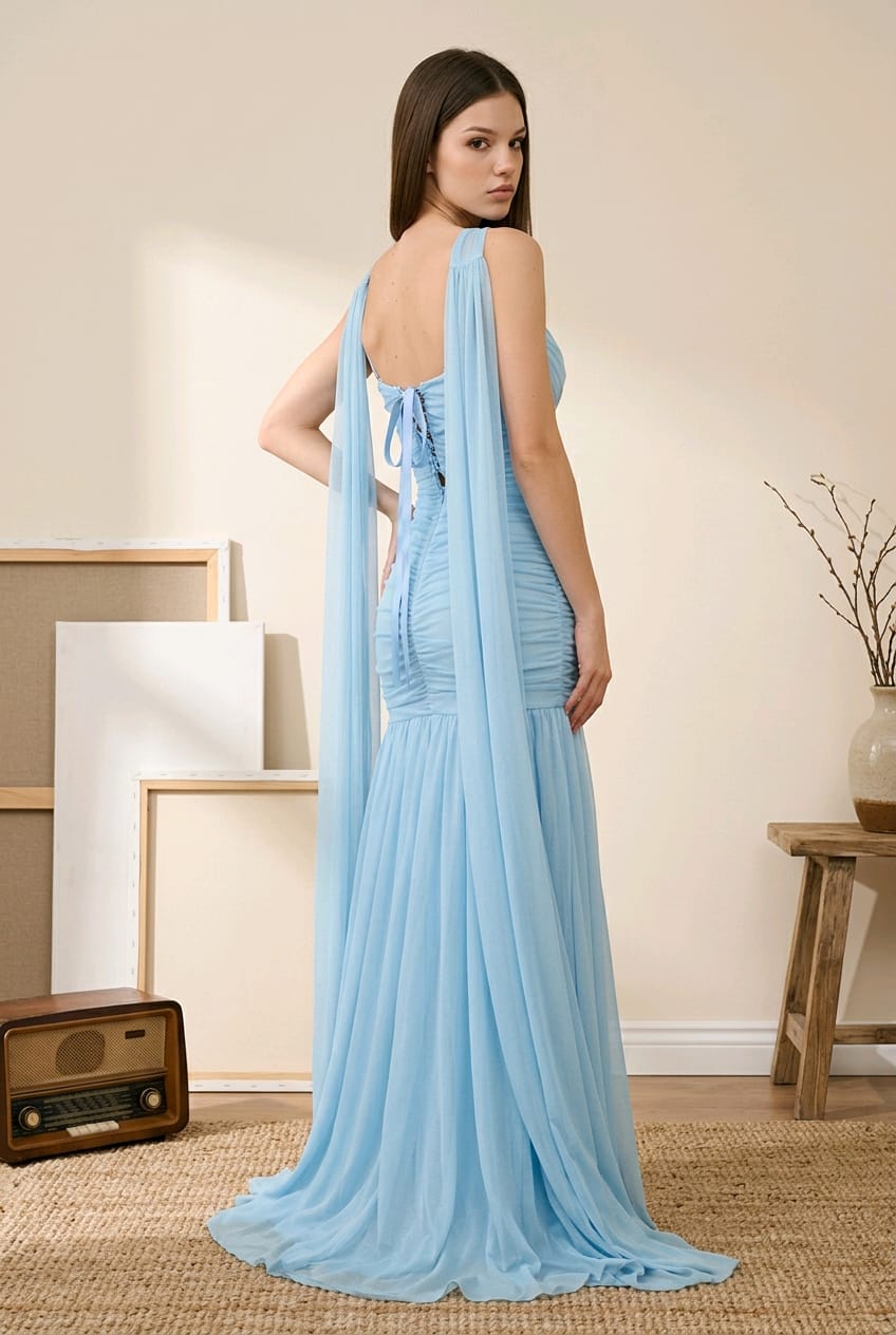 Meliora Mesh Neck Scarf Gown