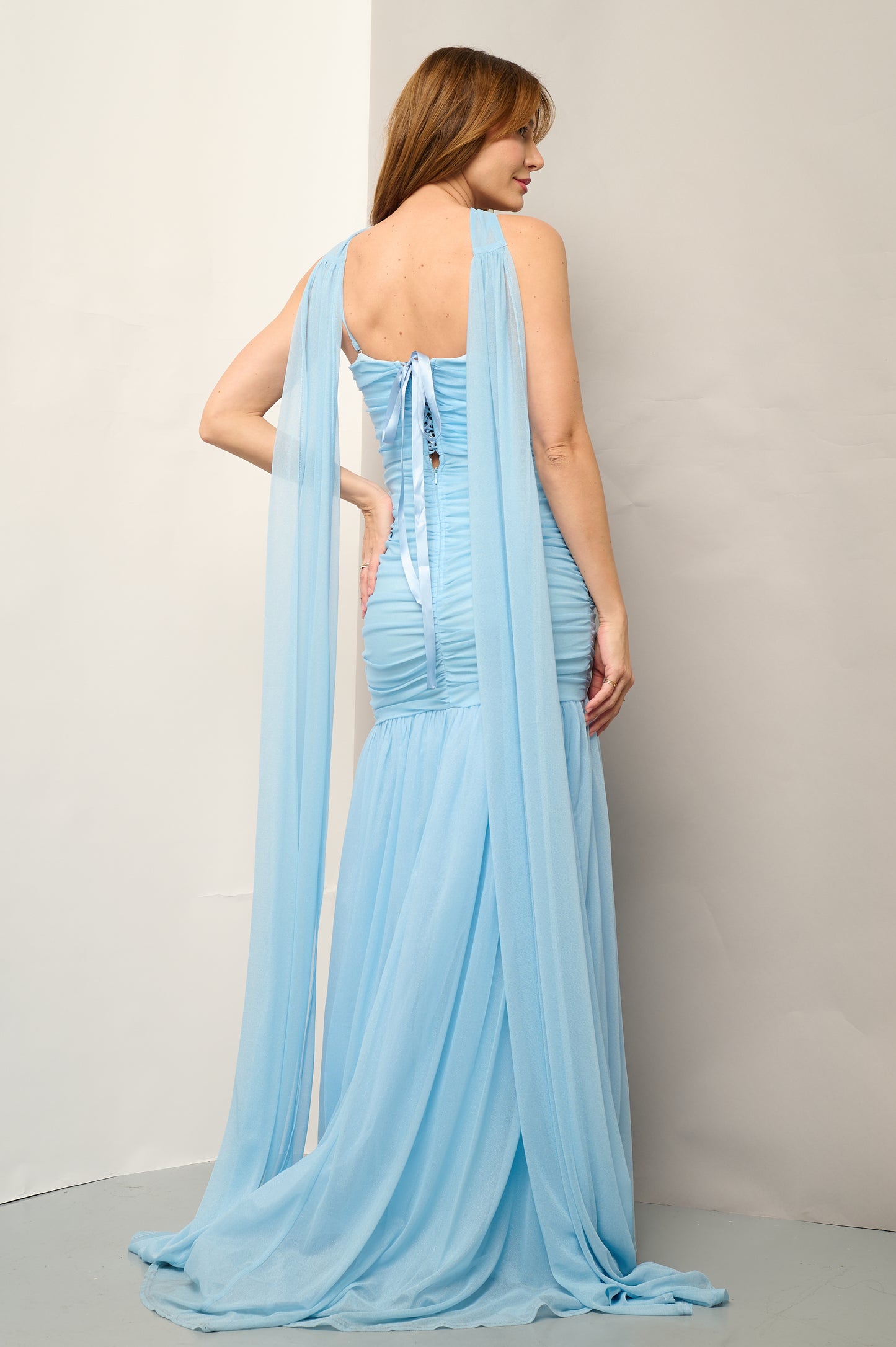 Meliora Mesh Neck Scarf Gown