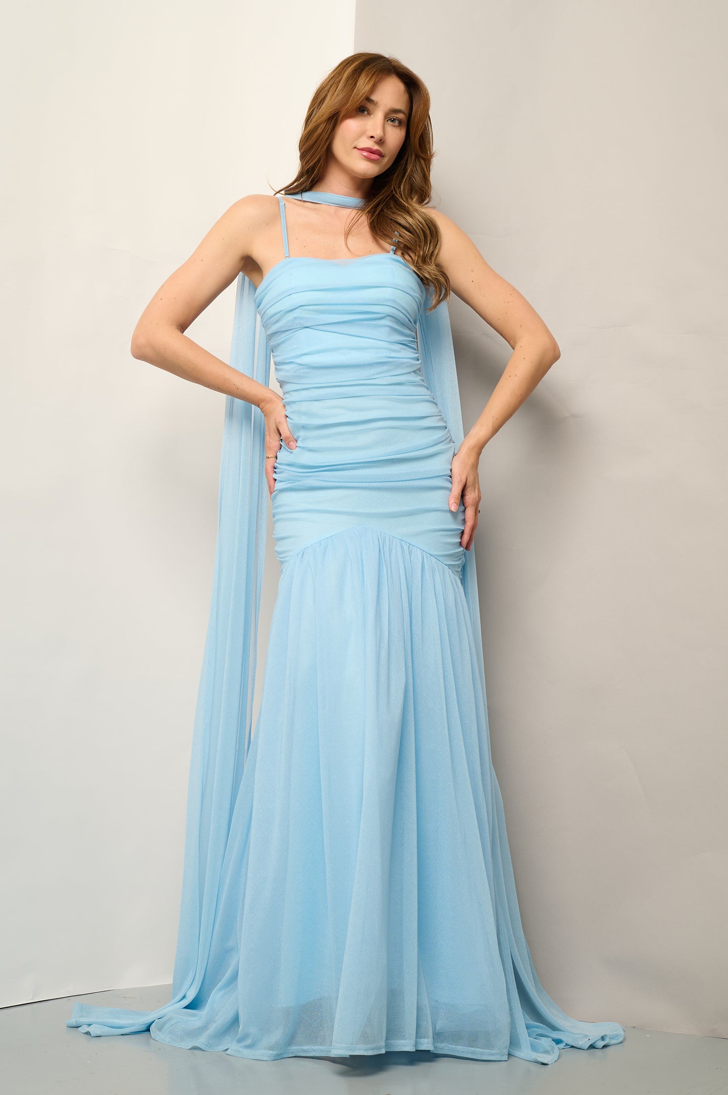 Meliora Mesh Neck Scarf Gown