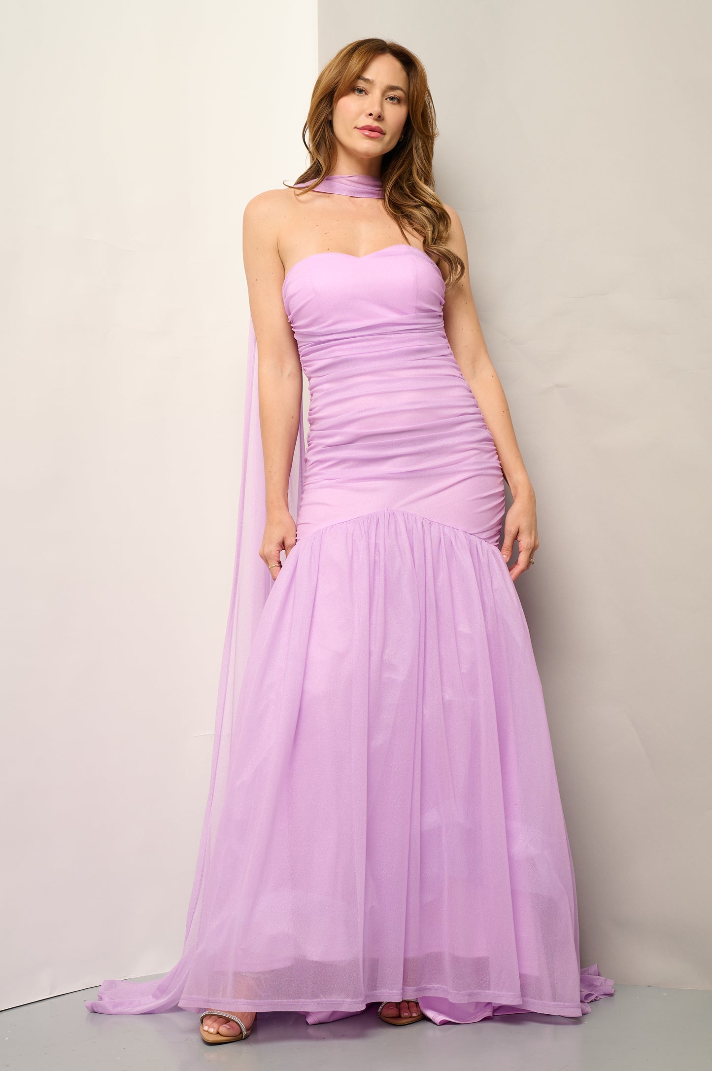 Meliora Mesh Neck Scarf Gown