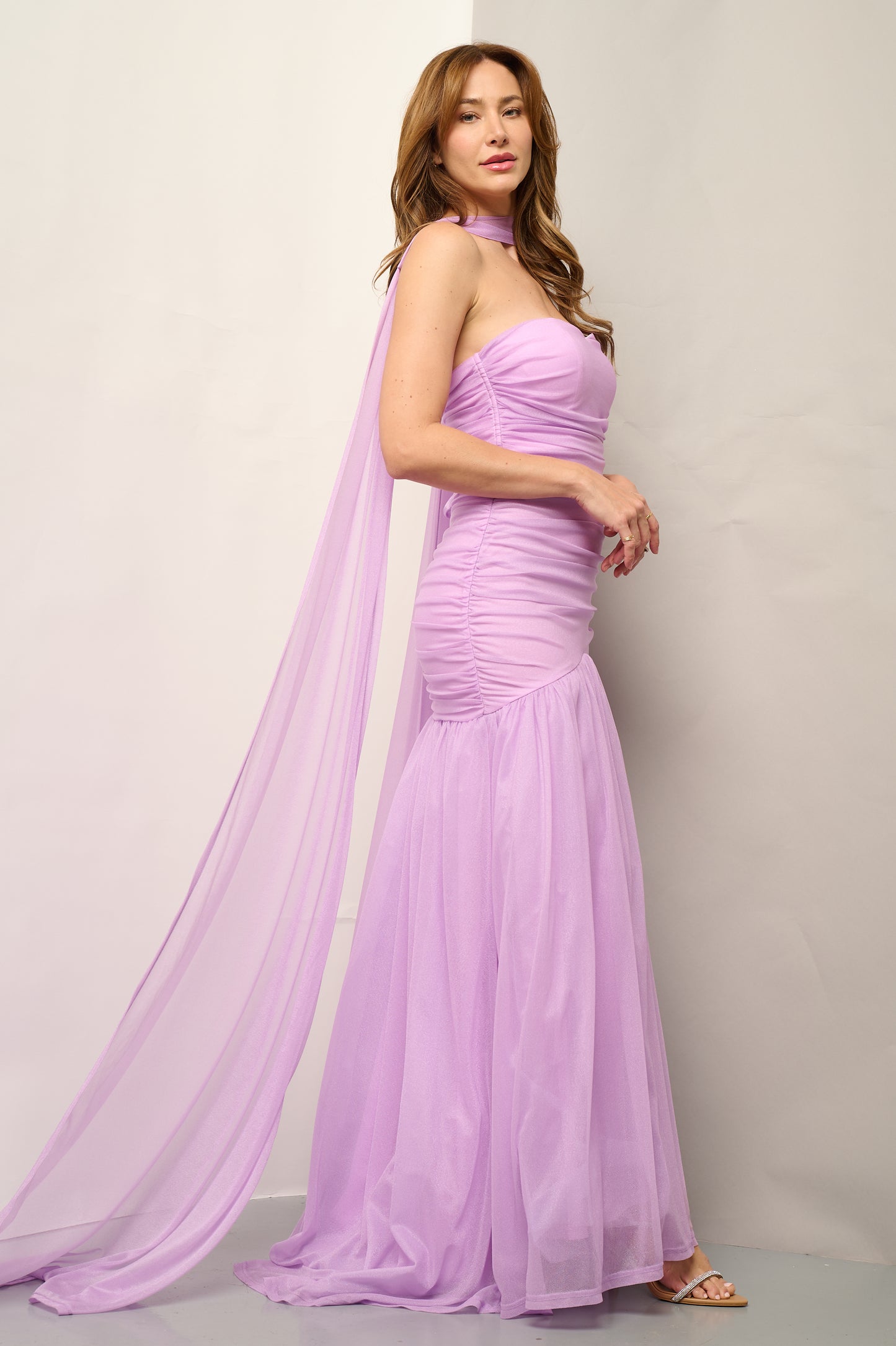 Meliora Mesh Neck Scarf Gown