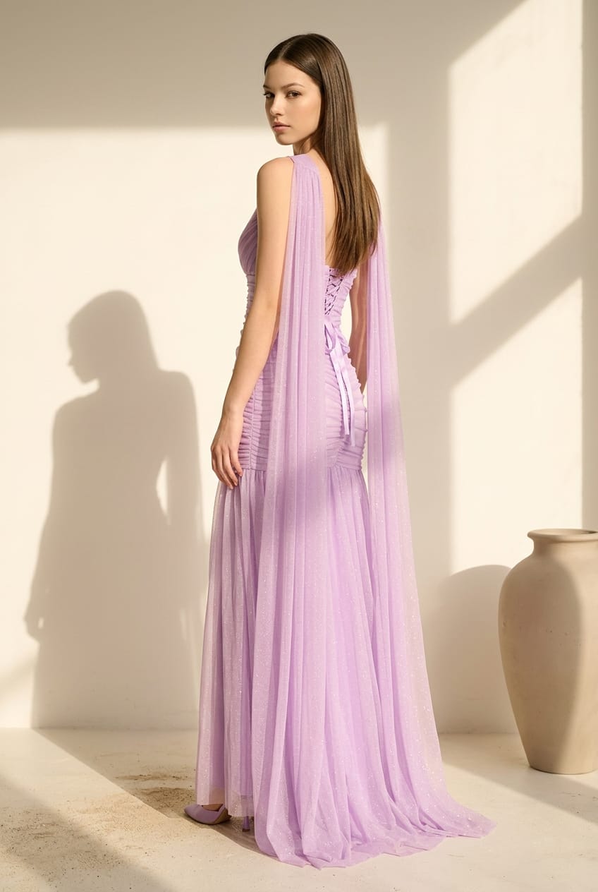 Meliora Mesh Neck Scarf Gown