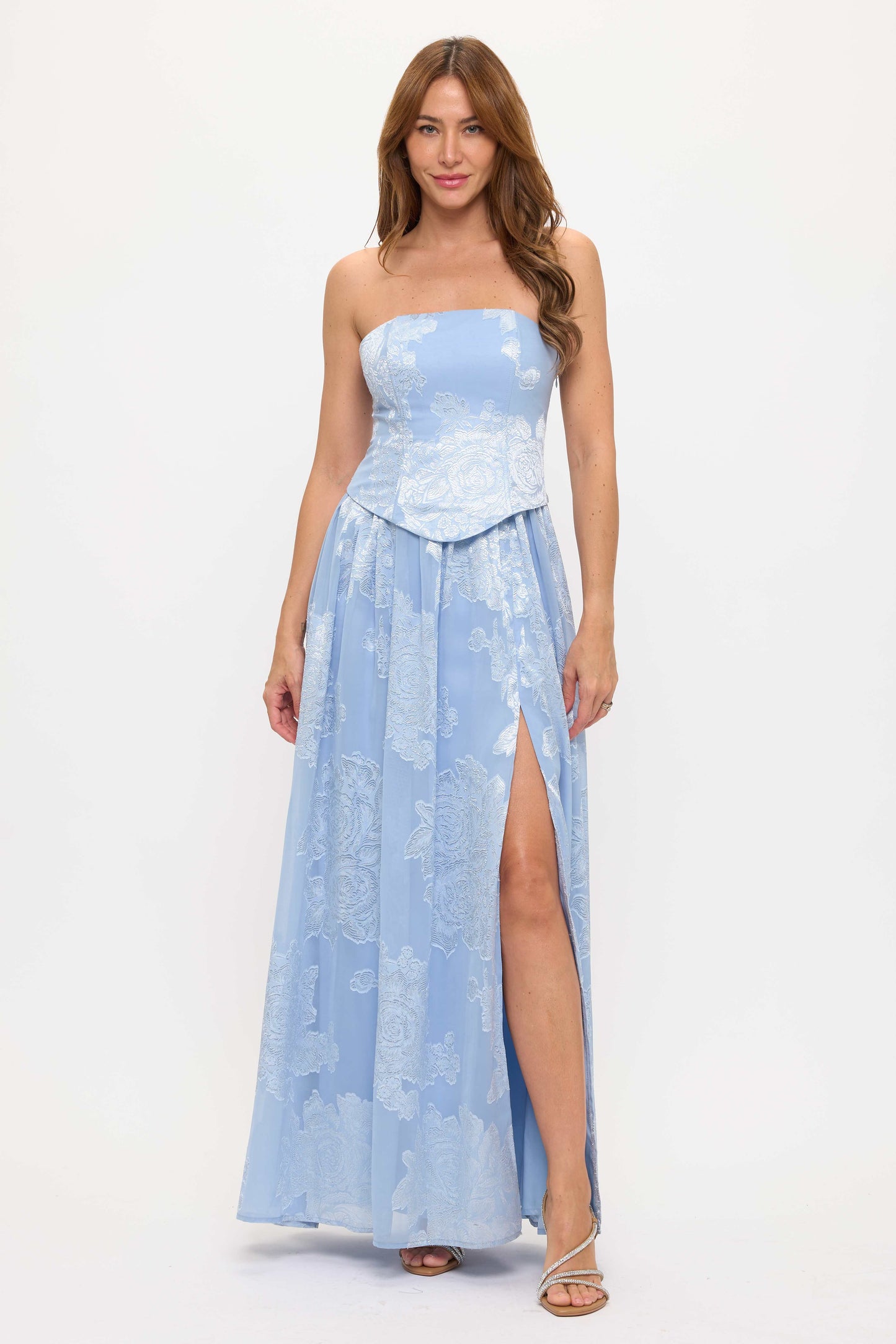 Angela Front Slit Lace Up Maxi Dress