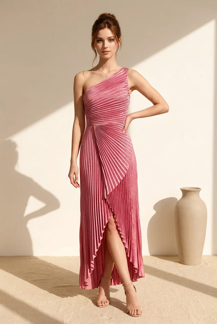 Kenana One Shoulder Satin Dress
