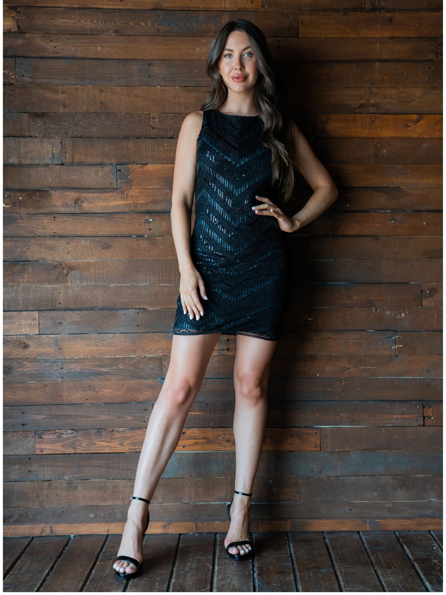 Kaylor High Neck Beaded Sequin Mini