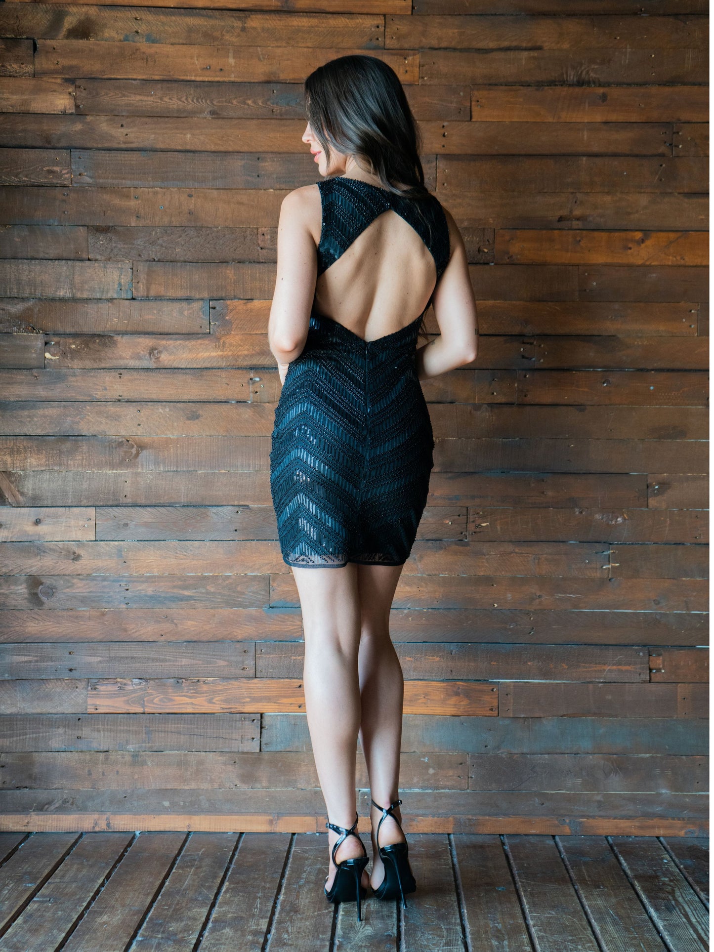 Kaylor High Neck Beaded Sequin Mini