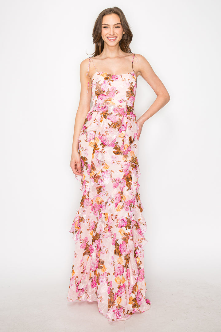 Floral Ruffle Gown