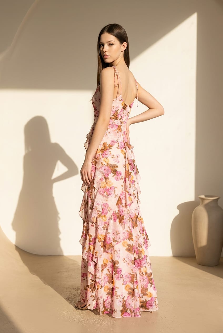 Francesca Floral Ruffle Gown
