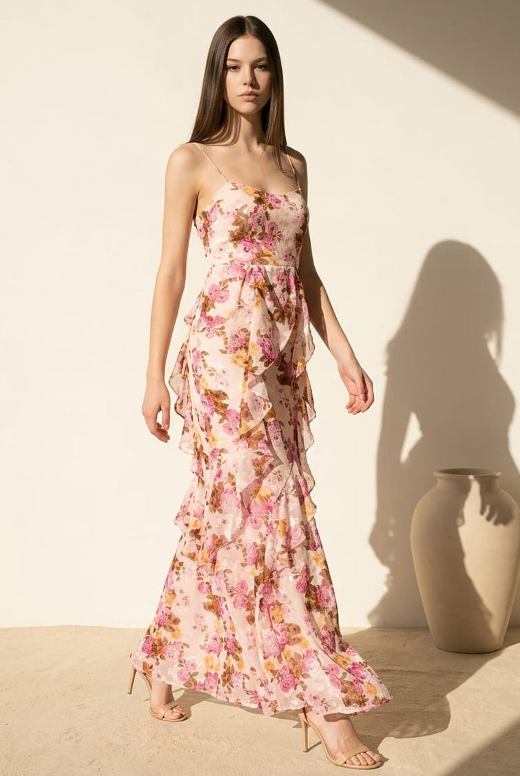 Francesca Floral Ruffle Gown