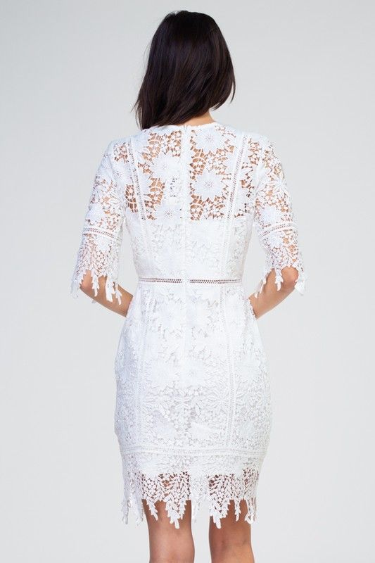Mandy Lace Mini Dress with Scalloped Edge