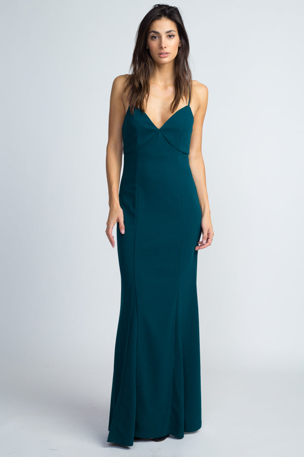 V-Neck Ponte Gown