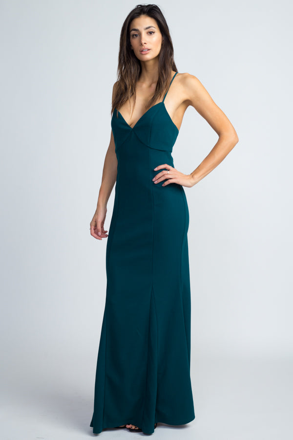 V-Neck Ponte Gown