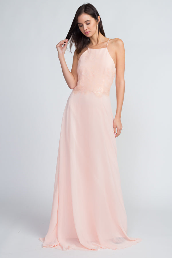 sachin and babi light blue dress Zapaka Women Light Pink Chiffon Halter High Low Junior Bridesmaid Dress   Zapaka CA