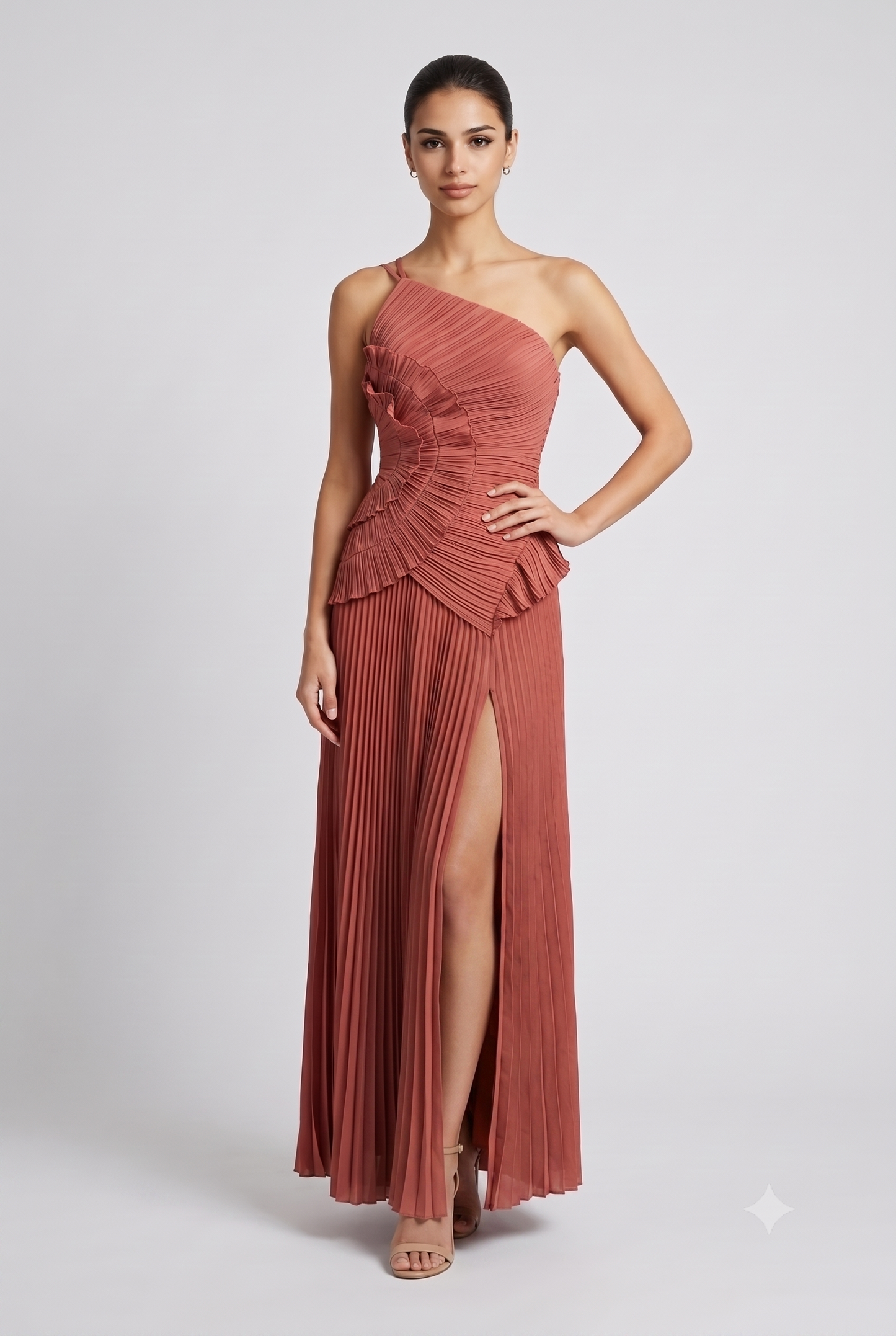 Linda Chiffon One Shoulder Detailed Dress