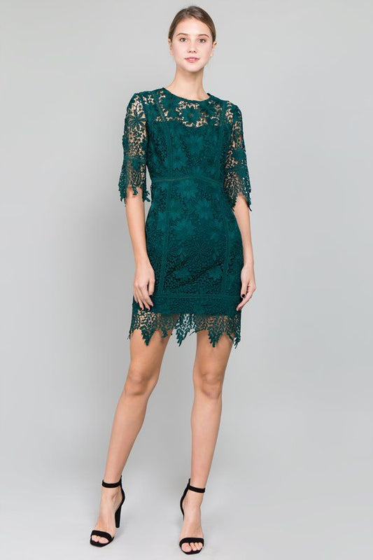 Mandy Lace Mini Dress with Scalloped Edge (Copy)