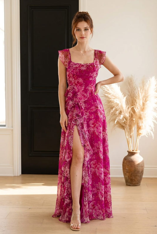 Elsie Chiffon Flounce Dress