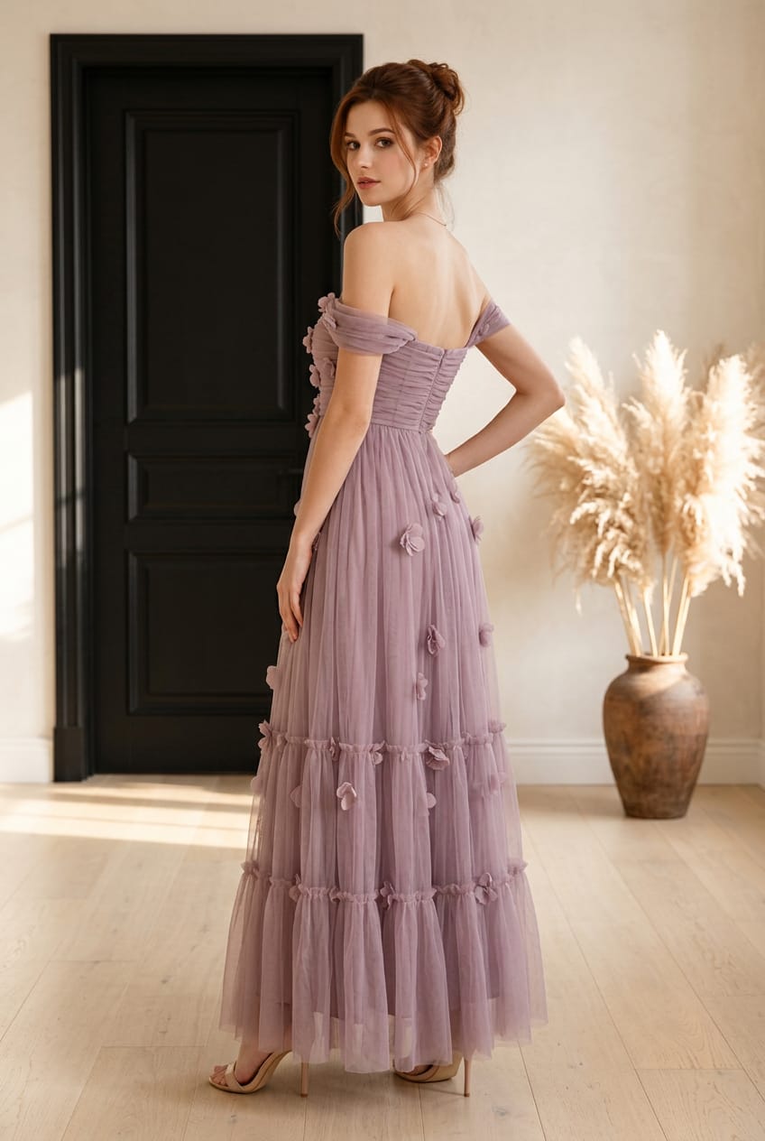 Delphi Mesh 3D Floral Maxi Dress (Copy)