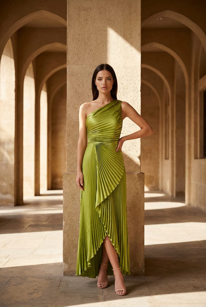 Kenana One Shoulder Satin Dress