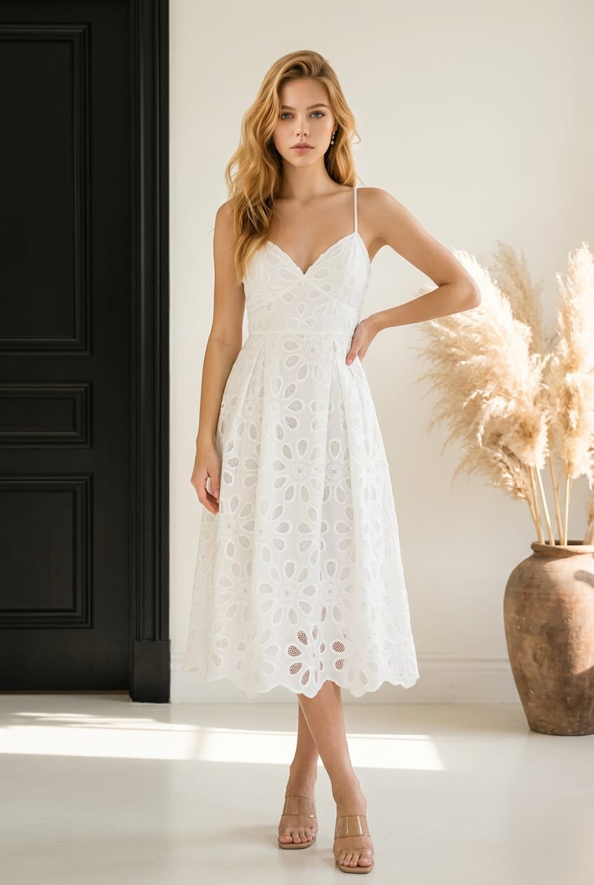 Tinsley Eyelet Sequin Midi Dress